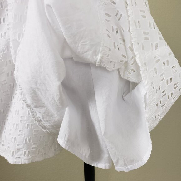 Anthropologie Cotton White Eyelet Romper Dress 4 Culottes  *SLIGHT FLAW* - Picture 10 of 13
